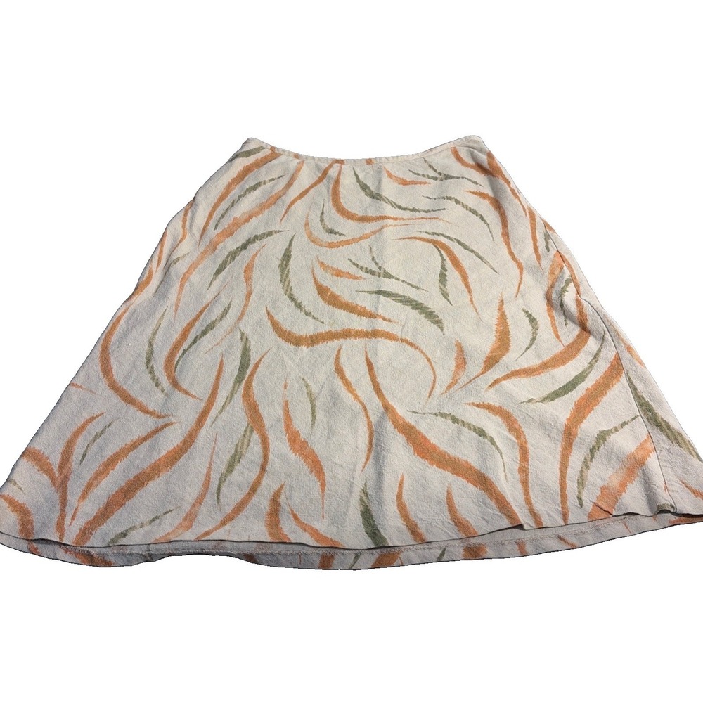 Kate Hill Casual 100% Linen A Line Skirt Size 10 Geometric Swirl Print